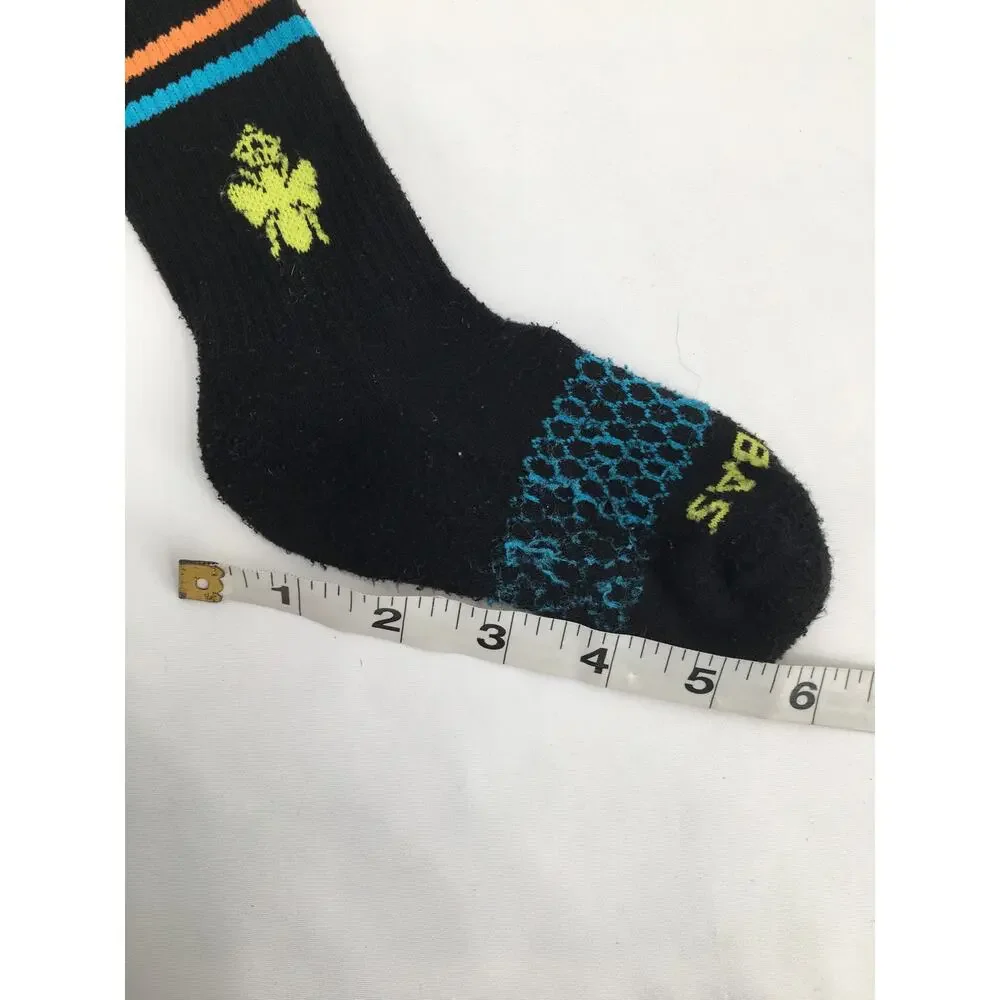 Bombas Kids Calf Socks Black Blue Orange Yellow Honeycomb Bee Print XS 2-8
